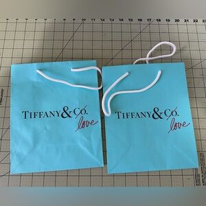 2 Tiffany LOVE small designer shopping bags 8” x 9 3/4”